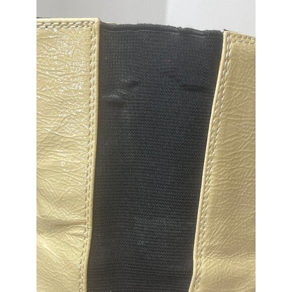 Zara Beige Patent Leather Square Toe Side Goring Heeled Ankle Boots Size 6‎ - Picture 7 of 12